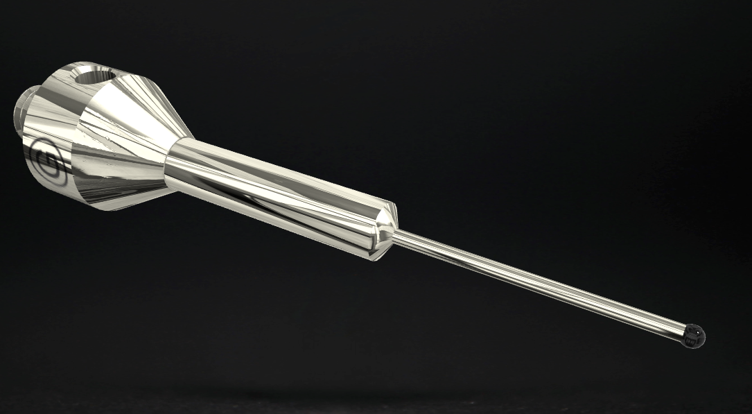 SM5 S135 044 SCA - Stepped M5 CMM Stylus 1.35mm Silicone nitride Ball, 44mm Tungsten Carbide Stem, EWL 19mm