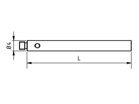 EM3 000 030 SSS - M3 Ø4mm, 30mm Stylus Extension Stainless Steel Shaft Technical Drawing