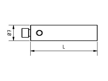 EM4 000 020 SSS - M4 Ø7mm, 20mm Long Stylus Extension Stainless Steel Shaft Technical Drawing