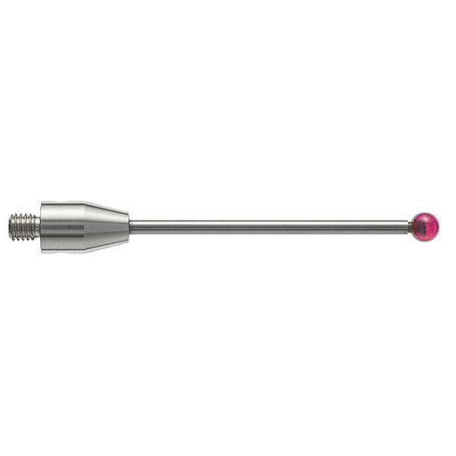 SM4 020 050 RCA - Straight M4 CMM Stylus 2mm Ruby Ball, 50mm Tungsten Carbide Stem, EWL 40mm