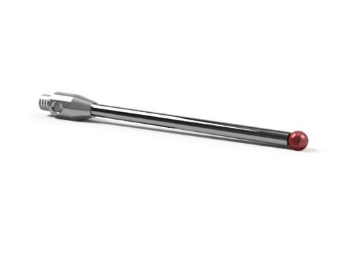 SM2 010 020 RCA - Straight M2 CMM Stylus 1mm Ruby Ball, 20.0mm Tungsten Carbide Stem, EWL 13mm